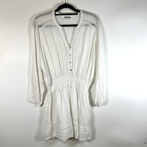 Rails Women's Large Jasmine Linen Dress in White Lace‎ Vacation Coastal Beach